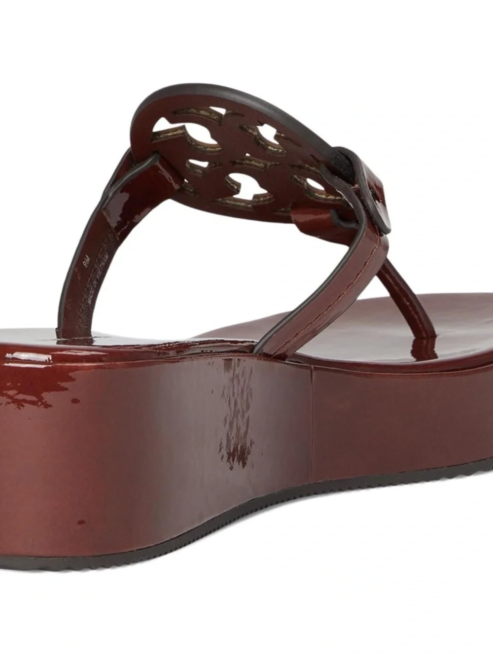 NIB Tory Burch Miller Leather Wedge 25mm Sandals Russet Brown Size 7.5